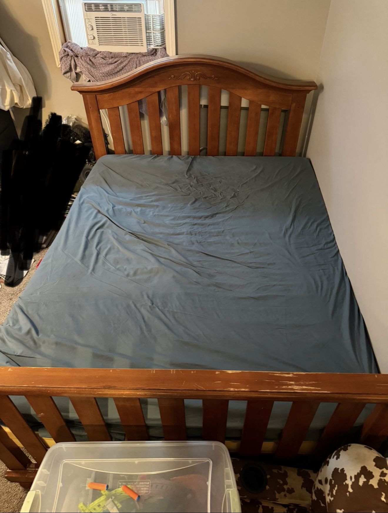 Queen Solid Wood Frame & Mattress