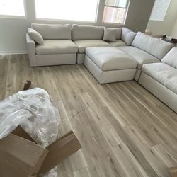 Tan Beige Modular Sofa Like New! Custom Made ! 