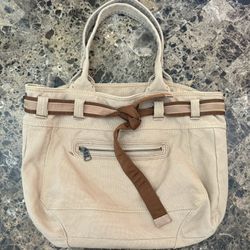 1969 Gap Jeans Shoulder Bag Womens Large Tan Canvas Jeans Tote Bag Purse