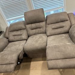 3 Seat Electric Reclining Pleather Couch
