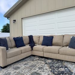 Living Spaces Beige Sectional L shaped DELIVERY AVAILABLE