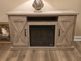 Rustic Wood Electric Fireplace TV Stand