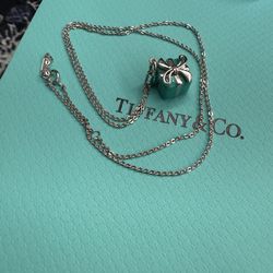 Tiffany & Co. Gift Box Pendant Necklace Blue with chain