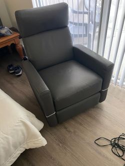 Dark Gray Leather Recliner Chair
