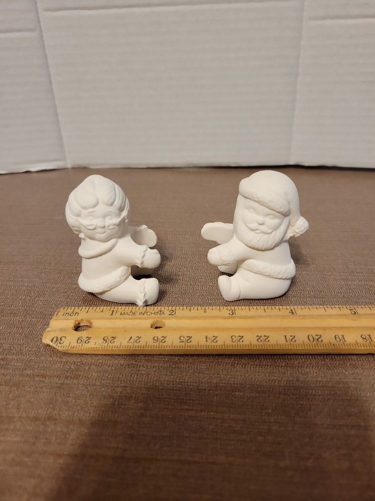 Bisque Ready-to-paint Candle Huggers Mr And Mrs Santa Claus