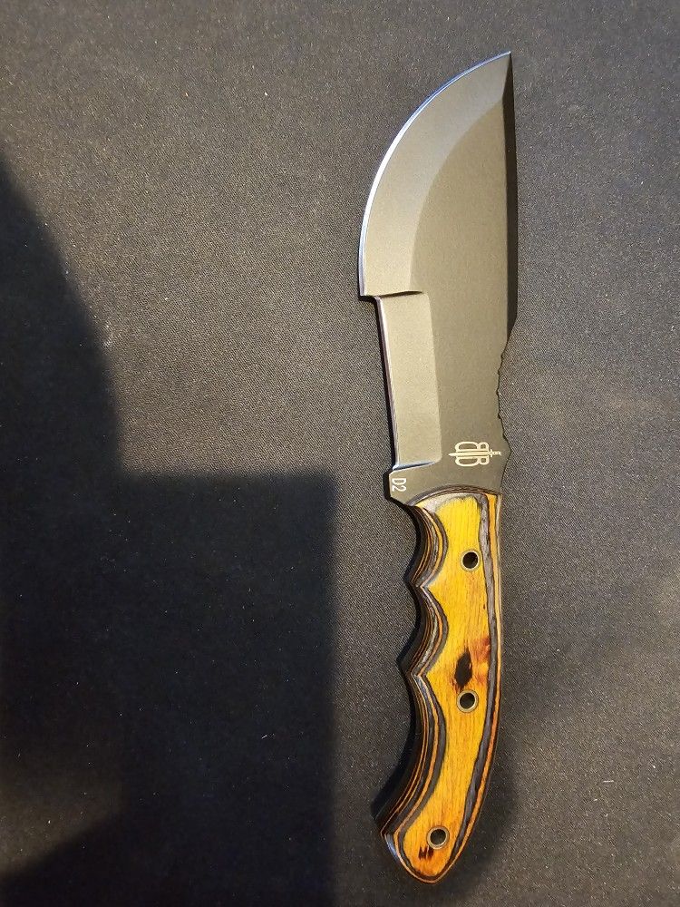 BnB Tactical Bushcraft Tracker, 5" D2 Blade, Maple Burl Handle, Sheath