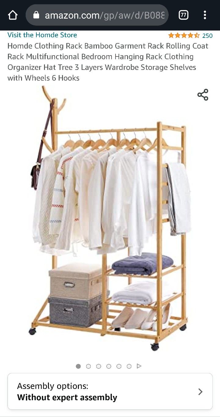 BRAND NEW IN BOX Clothing Rack Bamboo Garment Rack