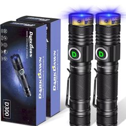DARKDAWN UV Flashlight 365nm, LED Blacklight Flashlight, 365nm - 2 Pack
