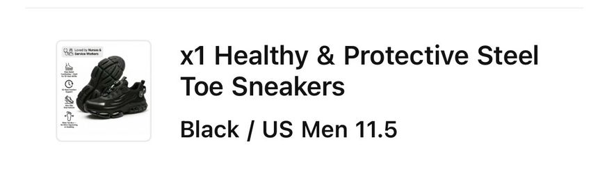 Steel Toe Sneakers Black Men's Size 11.5