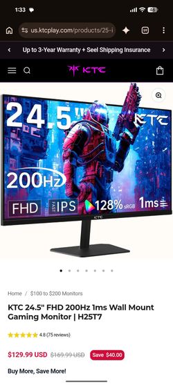 KTC 24.5" FHD 200Hz Gaming Monitor H25T7