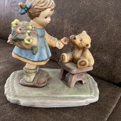 Hummel Goebel 1998 "With Love" BH 66 Figurine Girl & Teddy Bear Porcelain