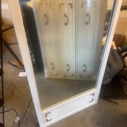 White Wooden Dresser with Mirror
