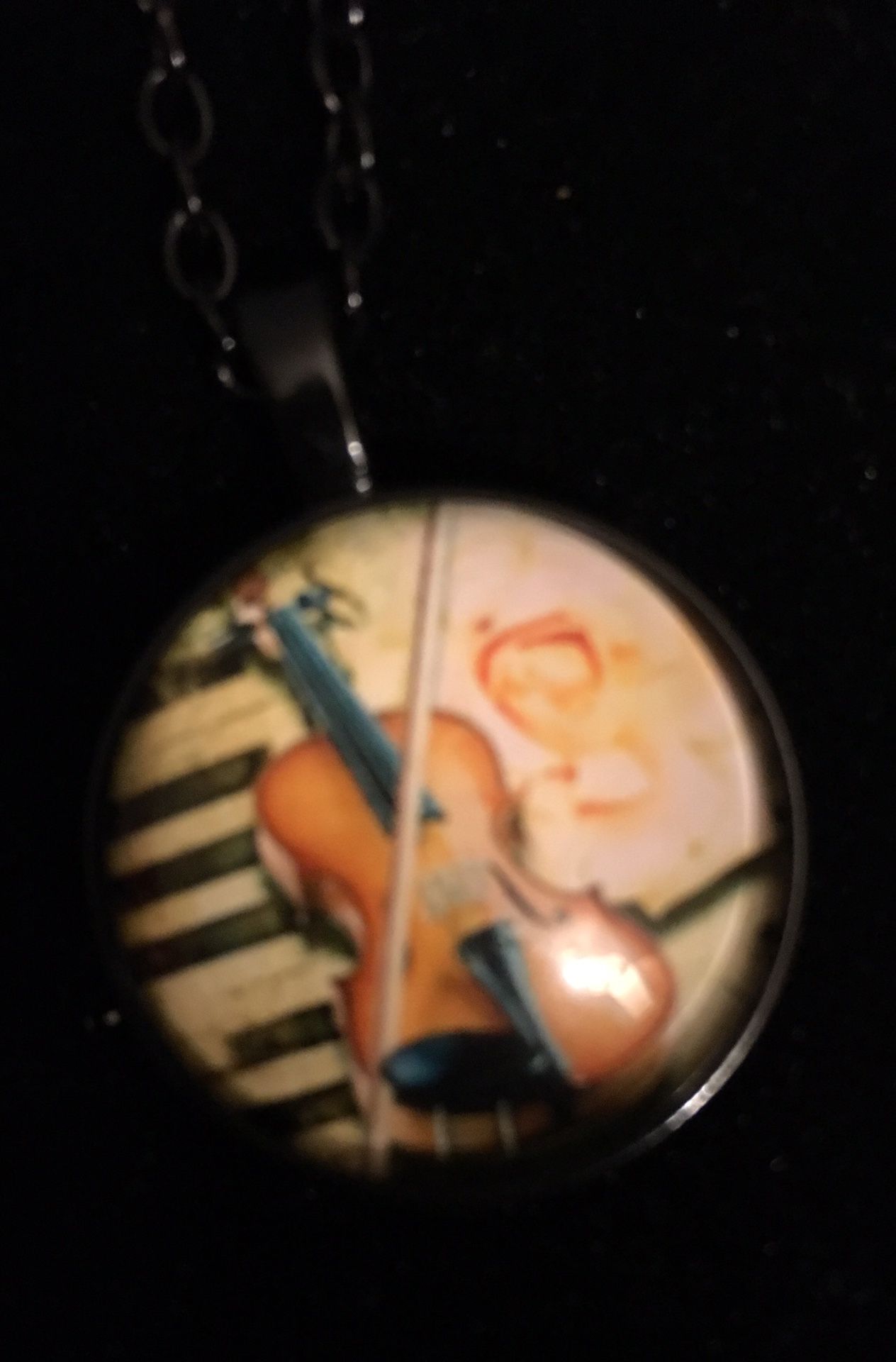 Violin Keyboard Cabochon Pendant Necklace