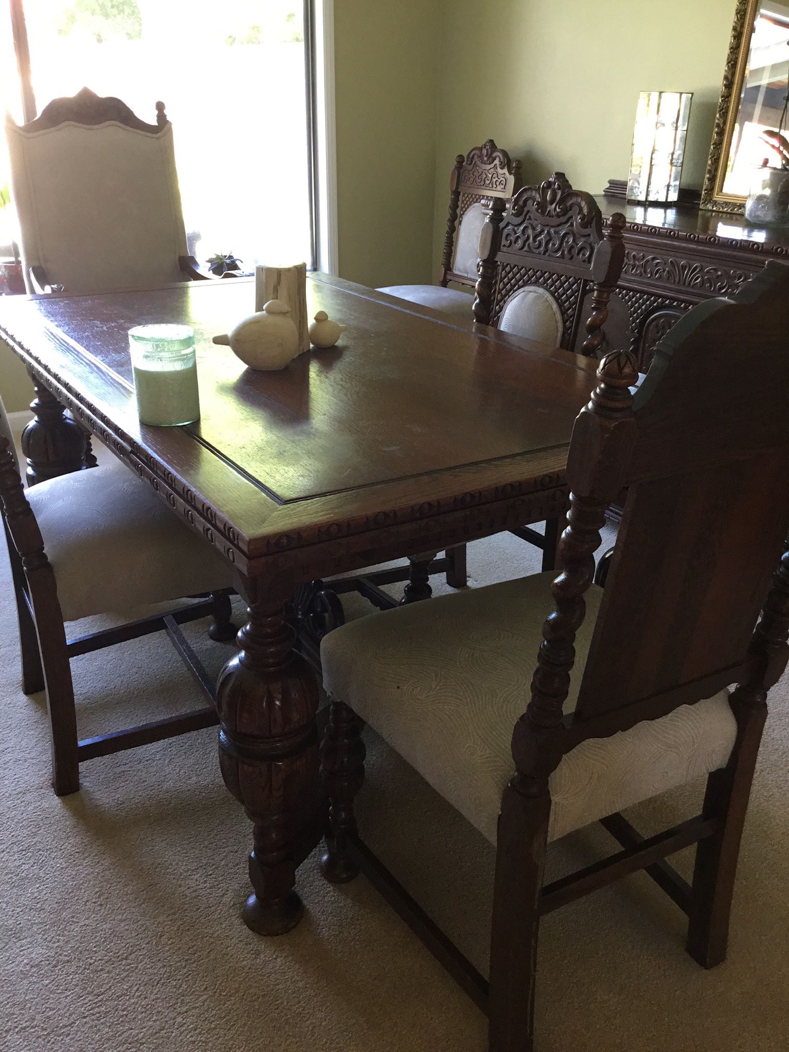 Antique Jacobean 10-Piece Oak Dining Set - 1920