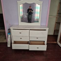 Vanity With Mirror Vantiqe Vanity With Mirror  Needs To Be Tainted And Some New Handles