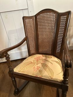 Antique vintage cane rocking chair