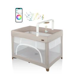NEW Evenflo Eris One-Hand Playard with Bassinet in Coastal Coffee