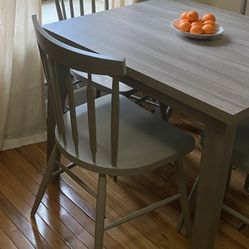 30x30x30.   Wood Dining Table & 4 Chairs