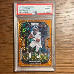 JALEN HURTS ROOKIE 2020 PRIZM ORANGE DISCO PSA 10!
