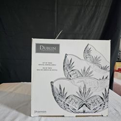 Shannon Dublin Crystal Serving Bowls Set of 3