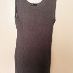 Aster Ribbed Sleeveless Bodycon Dress in Dark Brown