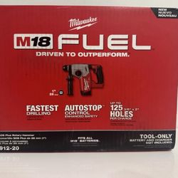 Milwaukee 2912-20 M18 18 Volt FUEL™ 1" SDS Plus Rotary Hammer, Bare