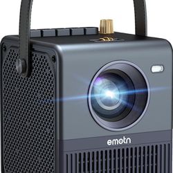 Emotn H1 Mini Projector, Native 1080P, 250 ANSI Lumen, Android 9.0 Portable Outdoor Projector, 240" Display, Rechargeable Battery, WiFi Bluetooth, Com