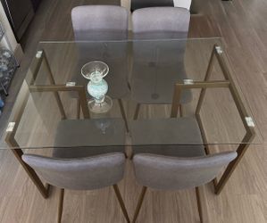 Glass Top Dining Table with 4 Chairs