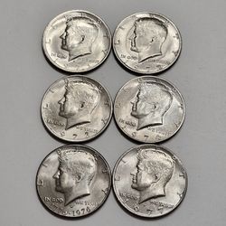 1971,1972,1973,1974,1976,1977 Kennedy Half Dollar Coins
