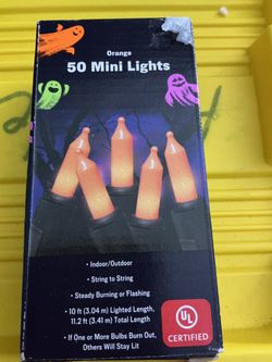 Indoor/Outdoor LED 2-Tone Halloween String Lights, Orange-Yellow Lights/Black Wire