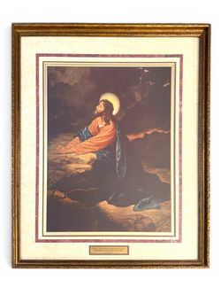 Heinrich Hofmann Christ in the Garden of Gethsemane Framed Print & Brass Plaque