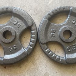 Pair of 35 lbs Olympic Weights (2 In)