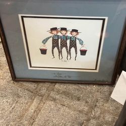 Brothers Three 755/1000 amish lithograph 1985 by P Buckley Moss signed