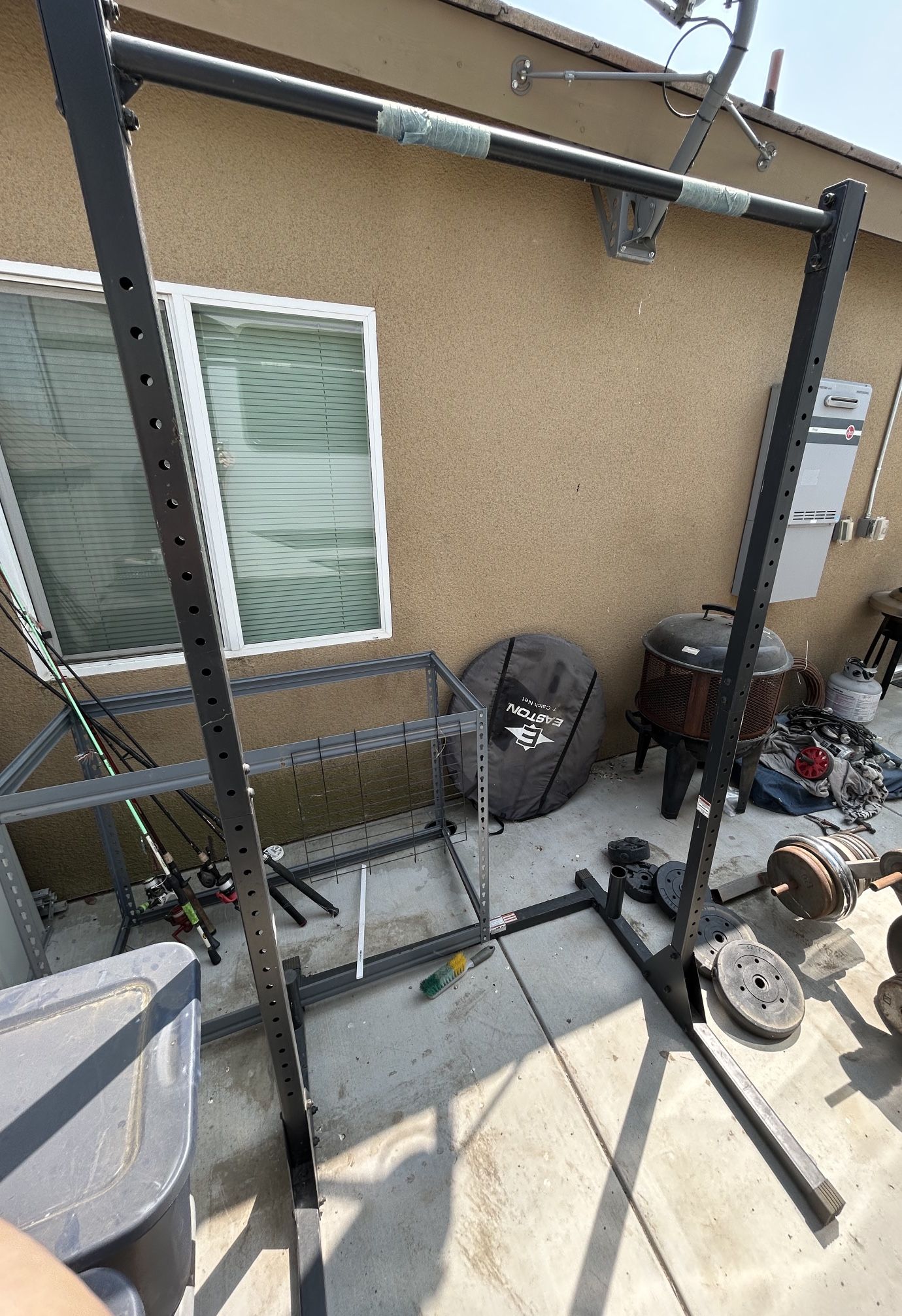 Squat Rack, Barbells, Dumbbells, Weights
