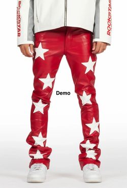 Rockstar Original Steen Red Pu Stacked Flare Jean (Size 38)