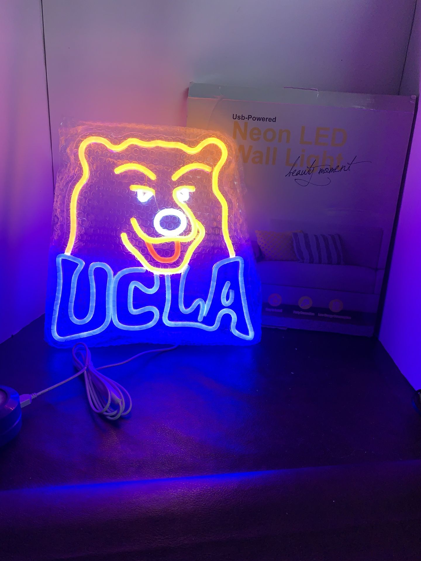 UCLA California Bears Football Neon Sign Dimmable LED College Neon Sign Merch for Football in California Perfect for College Life Parties Dorm Deco