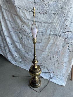 Vintage Brass Round Table Lamp Base - Mid Century Hollywood Regency
