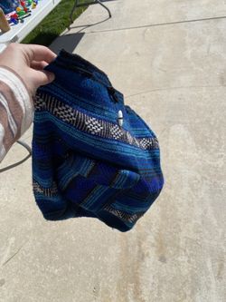Blue Boho Rasta Flap Bag Knitted 