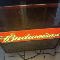 Vintage Budweiser Lighted Bar Sign w/ Photo Panels – Anheuser Busch – 36” Beer Advertising Display