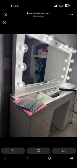 Big white Hollywood vanity