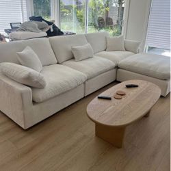 4 Piece Modular Cloud Couch Slop Arm Sofa