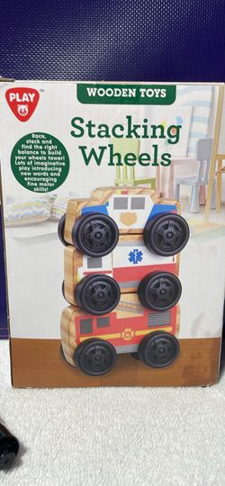🚑🚒 WOODEN STACKING VEHICLE TOYS 🚒🚑 TODDLER LEARNING TOYS – AMBULANCE & FIRE TRUCK SET!