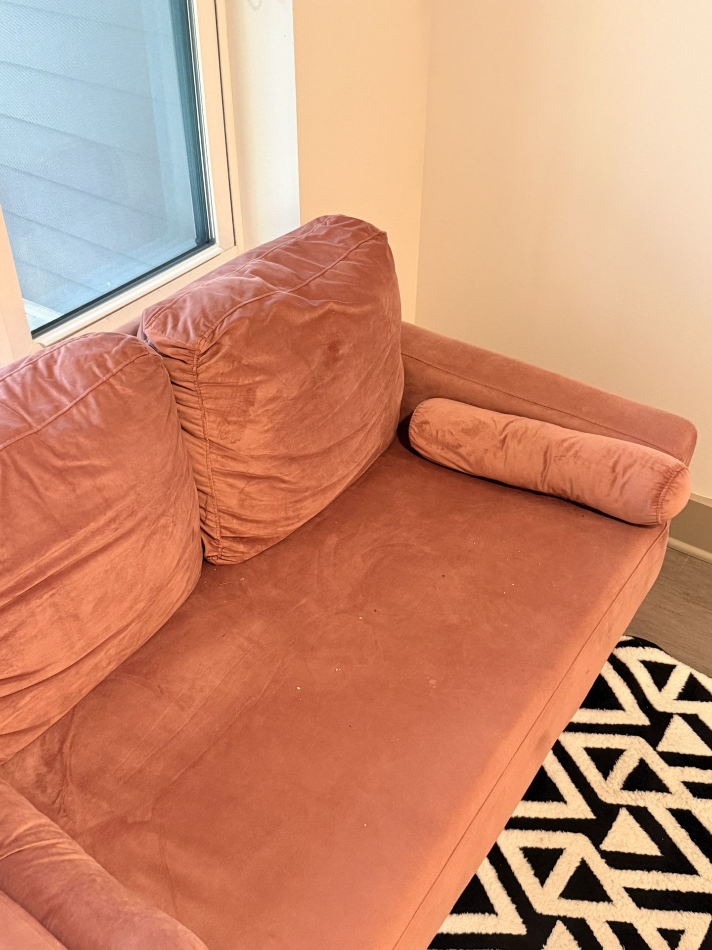 Pink Velvet Loveseat 