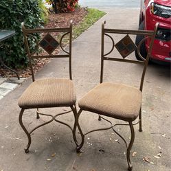 Two Upholstered And Metal Chairs