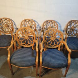 Vintage Armchairs Blue Grid Upholstery 6