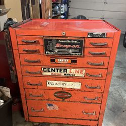 Red Matco Tool Cart And Snap on Side Boxes