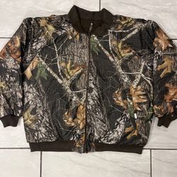 Vintage Mossy Oak Break Up Camo Full Zip Insulated Reversible Bomber Jacket 2XL