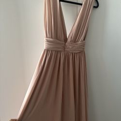 Lulu’s Blush Pink Long Dress With Slit 