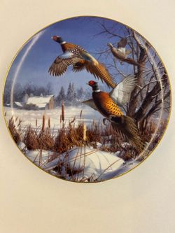 The Danbury Mint David Maass "A Winter Rainbow" Pheasant Plate Collection E3935