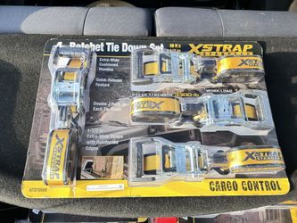 Xstrap brand 1.5” x 16' Tie-Downs Ratchet 1,100 lbs Work Load with DJ Hooks 4 - Pack